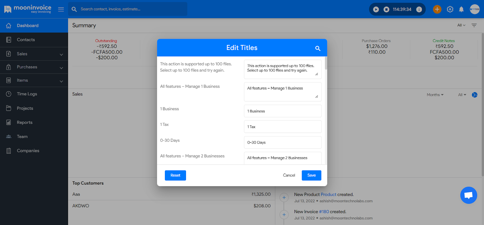 How can I edit the template titles? – Moon Invoice - Easy Invoicing